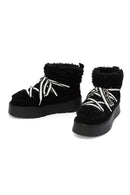 Women's Black Thick-Soled Fur-Lined Leather Boots | Derimod Women's Black Thick-Soled Fur-Lined Leather Boots | Derimod