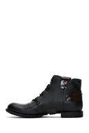 Men's Black Leather Flat Boots | Derimod Men's Black Leather Flat Boots | Derimod