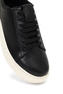 Kadın Siyah Bağcıklı Kalın Tabanlı Deri Sneaker | Derimod Kadın Siyah Bağcıklı Kalın Tabanlı Deri Sneaker | Derimod