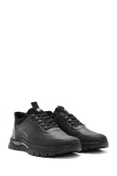 Erkek Siyah Bağcıklı Deri Sneaker | Derimod Erkek Siyah Bağcıklı Deri Sneaker | Derimod
