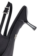Women's Black Bow Back Open Thin Heeled Shoes | Derimod Women's Black Bow Back Open Thin Heeled Shoes | Derimod