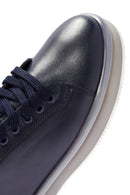 Erkek Lacivert Bağcıklı Deri Sneaker | Derimod Erkek Lacivert Bağcıklı Deri Sneaker | Derimod
