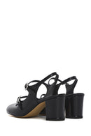 Women's Black Double Buckled Open Back Thick Heel Patent Leather Shoes | Derimod Women's Black Double Buckled Open Back Thick Heel Patent Leather Shoes | Derimod
