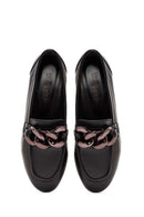 Kadın Siyah Aksesuar Detaylı Deri Maskülen Loafer | Derimod Kadın Siyah Aksesuar Detaylı Deri Maskülen Loafer | Derimod