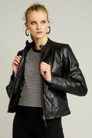 Nita Women's Leather Jacket | Derimod Nita Women's Leather Jacket | Derimod