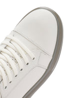 Men's White Thick Sole Lace Up Leather Sneaker | Derimod Men's White Thick Sole Lace Up Leather Sneaker | Derimod