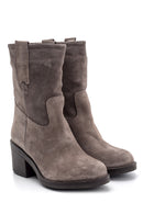 Women's Suede Leather Heeled Boots | Derimod Women's Suede Leather Heeled Boots | Derimod