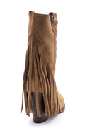 Women's Suede Leather Tasseled Boots | Derimod Women's Suede Leather Tasseled Boots | Derimod