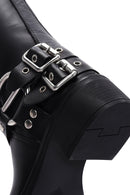 Women's Black Leather Buckle Boots | Derimod Women's Black Leather Buckle Boots | Derimod