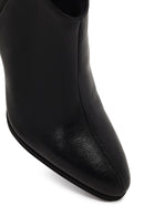 Women's Black Back Zipper High Thin Heel Leather Boot | Derimod Women's Black Back Zipper High Thin Heel Leather Boot | Derimod