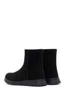 Women's Black Zippered Suede Teddy Boot | Derimod Women's Black Zippered Suede Teddy Boot | Derimod