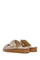 Woman Beige Buckled Suede Comfort Slipper | Derimod Woman Beige Buckled Suede Comfort Slipper | Derimod