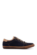 Men's Navy Blue Nubuck Leather Sneaker | Derimod Men's Navy Blue Nubuck Leather Sneaker | Derimod