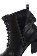 Woman Black Zippered Thick Heel Boots | Derimod Woman Black Zippered Thick Heel Boots | Derimod
