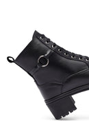 Woman Black Zippered Chunky Heels Leather Boat | Derimod Woman Black Zippered Chunky Heels Leather Boat | Derimod
