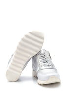 Kadın Gümüş Deri Dolgu Topuk Sneaker | Derimod Kadın Gümüş Deri Dolgu Topuk Sneaker | Derimod