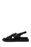 Women's Black Strappy Leather Comfort Sandals | Derimod Women's Black Strappy Leather Comfort Sandals | Derimod