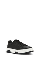 Men's Black Lace-up Thick-Sole Leather Sneaker | Derimod Men's Black Lace-up Thick-Sole Leather Sneaker | Derimod