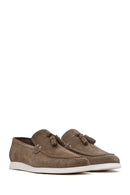 Erkek Bej Püsküllü Süet Deri Casual Loafer | Derimod Erkek Bej Püsküllü Süet Deri Casual Loafer | Derimod