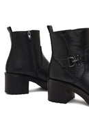 Women's Black Zippered Thick Heeled Boots | Derimod Women's Black Zippered Thick Heeled Boots | Derimod