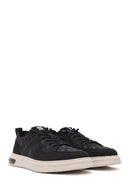 Erkek Siyah Bağcıklı Desenli Kumaş Sneaker | Derimod Erkek Siyah Bağcıklı Desenli Kumaş Sneaker | Derimod