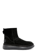 Women's Black Suede Leather Teddy Boots | Derimod Women's Black Suede Leather Teddy Boots | Derimod