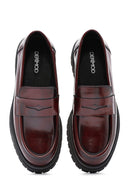 Women's Burgundy Thick-Soled Leather Loafer | Derimod Women's Burgundy Thick-Soled Leather Loafer | Derimod