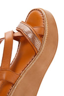 Kadın Taba Deri Kalın Taban Comfort Sandalet | Derimod Kadın Taba Deri Kalın Taban Comfort Sandalet | Derimod