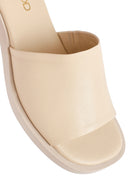 Women's Cream Casual Leather Slippers | Derimod Women's Cream Casual Leather Slippers | Derimod
