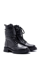 Women's Leather Stone Detailed Boots | Derimod Women's Leather Stone Detailed Boots | Derimod