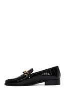 Kadın Siyah Deri Tokalı Kroko Klasik Loafer | Derimod Kadın Siyah Deri Tokalı Kroko Klasik Loafer | Derimod