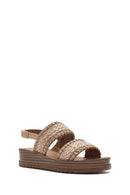 Women's Beige Ankle Buckle Thick Soled Straw Sandals | Derimod Women's Beige Ankle Buckle Thick Soled Straw Sandals | Derimod