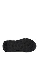 Women's Black Thick-Soled Zippered Leather Sneakers | Derimod Women's Black Thick-Soled Zippered Leather Sneakers | Derimod