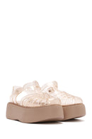 Women's Beige Ankle Buckle Thick Soled Jelly Sandals | Derimod Women's Beige Ankle Buckle Thick Soled Jelly Sandals | Derimod
