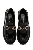 Women's Black Chain Detailed Leather Masculine Loafer | Derimod Women's Black Chain Detailed Leather Masculine Loafer | Derimod