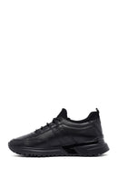 Men's Black Lace-Up Thick-Soled Leather Casual Sneakers | Derimod Men's Black Lace-Up Thick-Soled Leather Casual Sneakers | Derimod