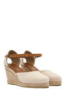 Women's Beige Ankle Strap Wedge Heeled Espadrille | Derimod Women's Beige Ankle Strap Wedge Heeled Espadrille | Derimod