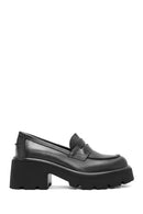 Kadın Siyah Kalın Topuklu Deri Maskülen Loafer | Derimod Kadın Siyah Kalın Topuklu Deri Maskülen Loafer | Derimod