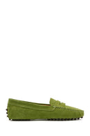 Women's Green Suede Leather Loafer | Derimod Women's Green Suede Leather Loafer | Derimod