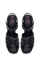 Women's Black Ankle Buckle Thick Heel Leather Sandals | Derimod Women's Black Ankle Buckle Thick Heel Leather Sandals | Derimod
