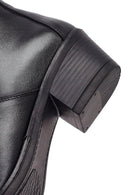 Women's Black Thick Heeled Leather Cowboy Boots | Derimod Women's Black Thick Heeled Leather Cowboy Boots | Derimod