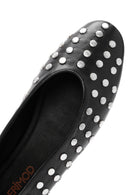 Women's Black Stone Leather Ballerinas | Derimod Women's Black Stone Leather Ballerinas | Derimod