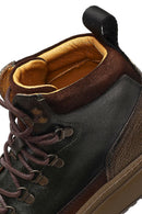Men's Green Lace-Up Thick Sole Leather Sports Boots | Derimod Men's Green Lace-Up Thick Sole Leather Sports Boots | Derimod