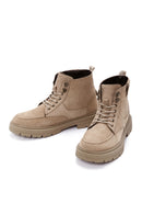 Men's Beige Casual Nubuck Leather Boots | Derimod Men's Beige Casual Nubuck Leather Boots | Derimod
