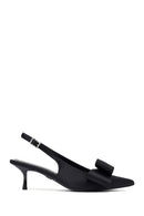 Women's Black Bow Back Open Thin Heeled Shoes | Derimod Women's Black Bow Back Open Thin Heeled Shoes | Derimod