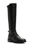 Women's Black Buckle Zippered Leather Boots | Derimod Women's Black Buckle Zippered Leather Boots | Derimod