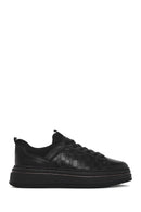 Men's Black Lace-up Thick-Sole Leather Sneaker | Derimod Men's Black Lace-up Thick-Sole Leather Sneaker | Derimod