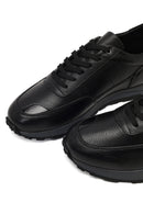 Men's Black Lace-Up Leather Casual Sneaker | Derimod Men's Black Lace-Up Leather Casual Sneaker | Derimod