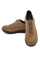 Men Mink Lace-Up Thick Sole Nubuck Leather Casual Sneaker | Derimod Men Mink Lace-Up Thick Sole Nubuck Leather Casual Sneaker | Derimod