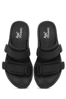 Women's Black Strappy Thick Soled Jelly Slippers | Derimod Women's Black Strappy Thick Soled Jelly Slippers | Derimod